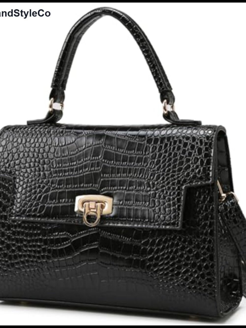 Structured Top Handle Satchel Handbag for Women - Croc Pattern Crossbody